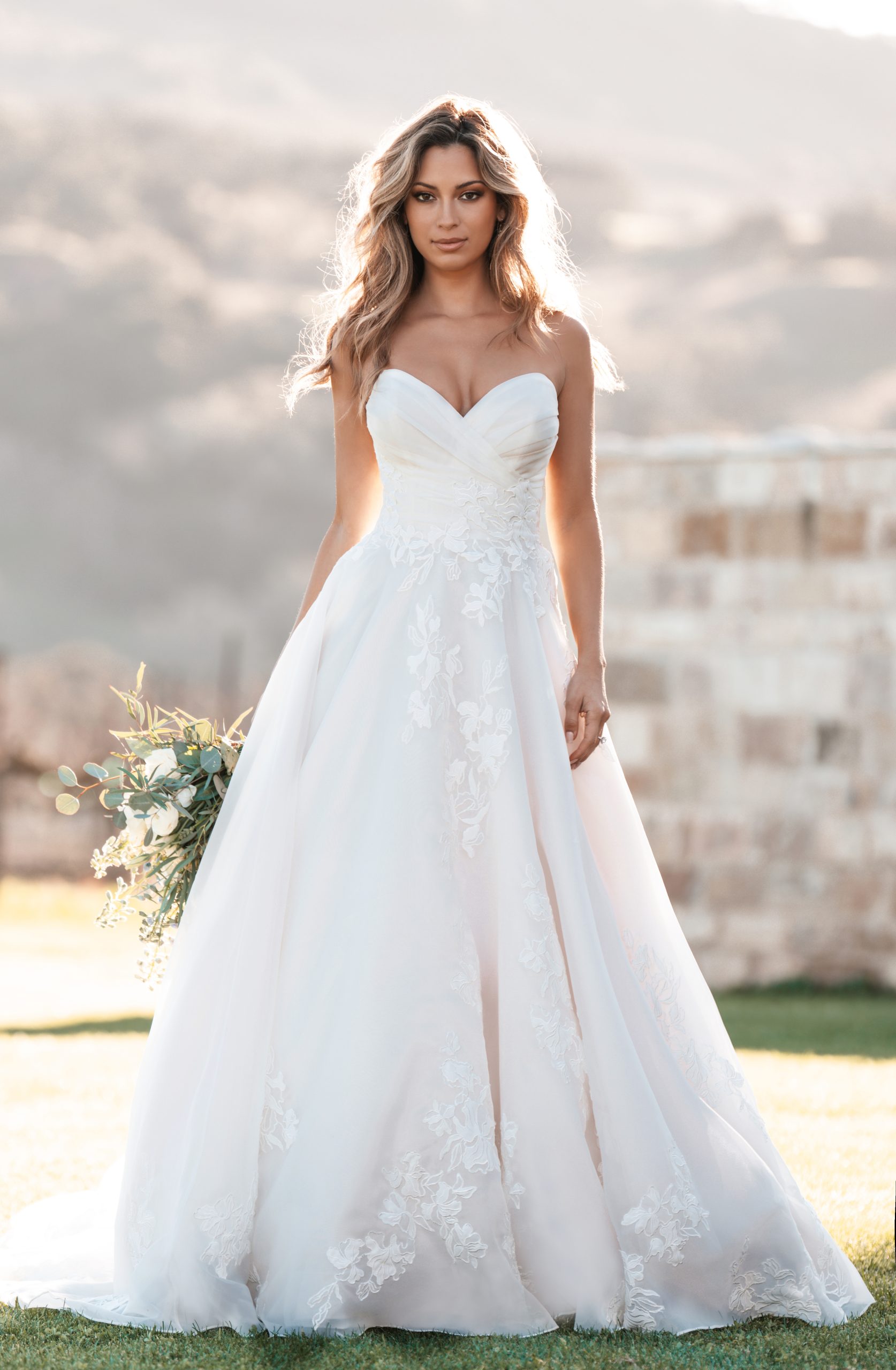 Romantic And Timeless Strapless Ball Gown With Buttons by Allure Bridals - Image 2