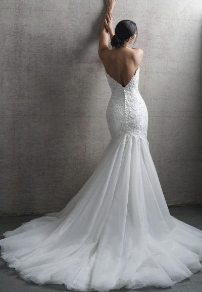 Dramatic Lace Mermaid Wedding Dress With Buttons by Allure Bridals - Image 2