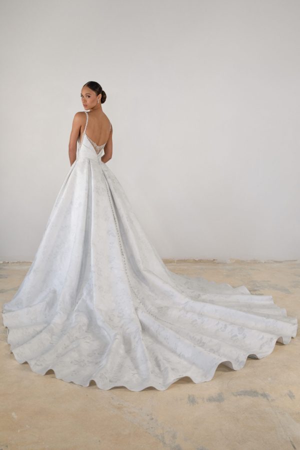 Modern And Romantic Jacquard Ball Gown With Illusion Back by Martina Liana Luxe - Image 2