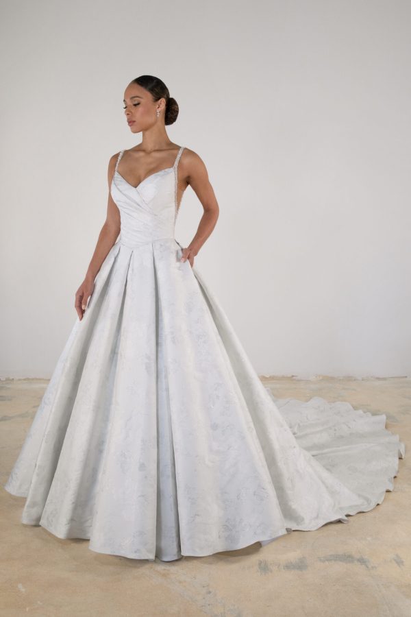 Modern And Romantic Jacquard Ball Gown With Illusion Back by Martina Liana Luxe - Image 1