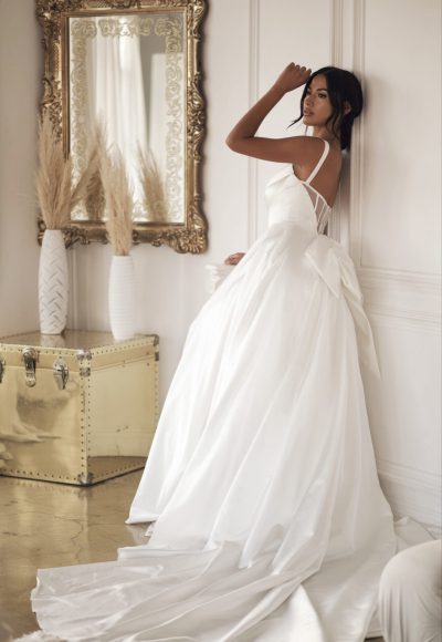 Clean And Chic Cowl-Neck Ball Gown With Open Back And Bow by Martina Liana - Image 2