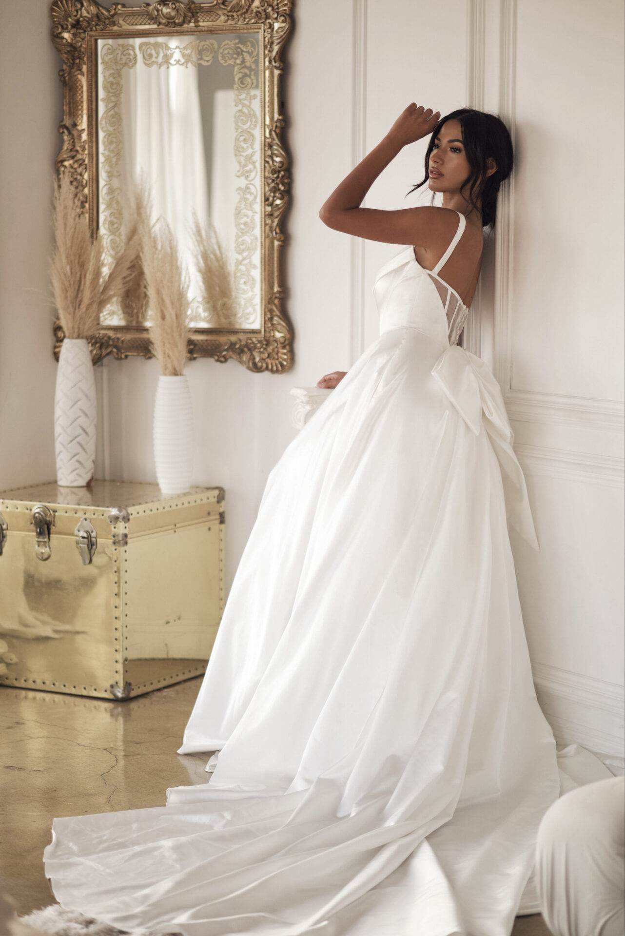 Clean And Chic Cowl-Neck Ball Gown With Open Back And Bow by Martina Liana - Image 2