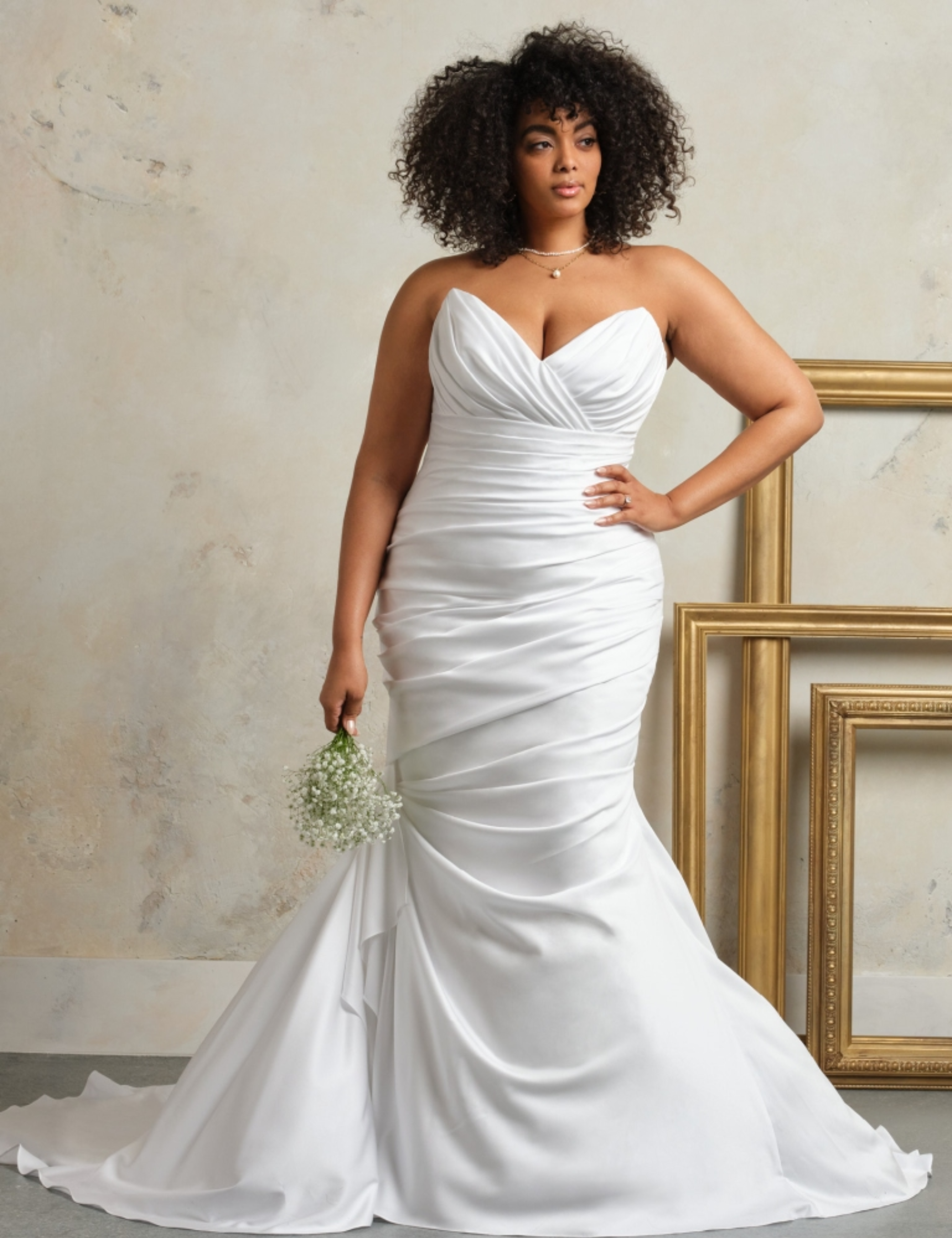 Dramatically Draped Satin Fit-and-Flare Wedding Dress by Maggie Sottero - Image 1