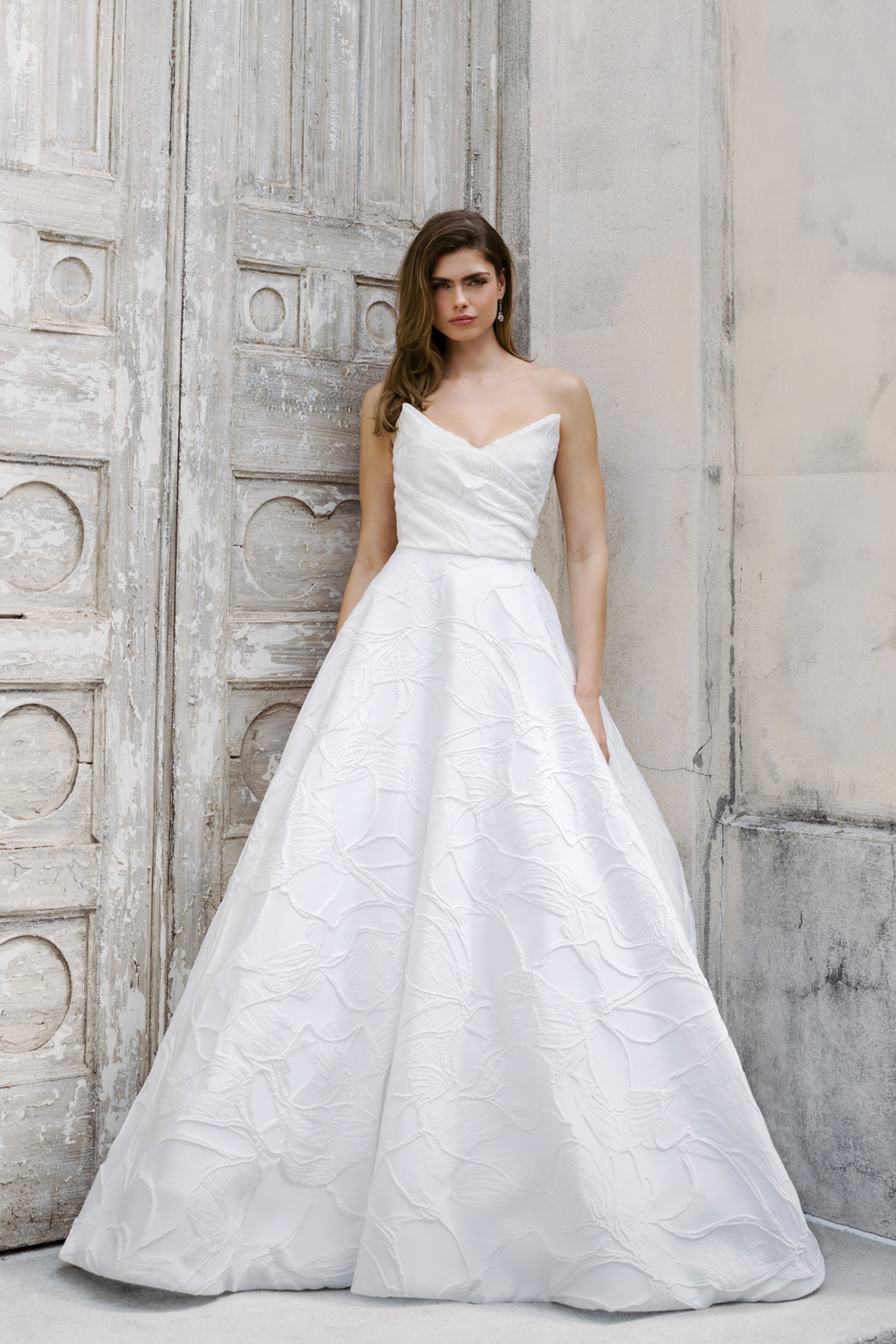 Architectural Floral Jacquard Ball Gown