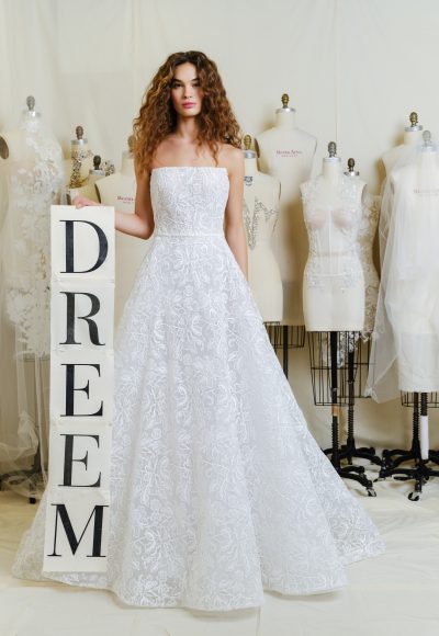 Classic And Feminine Strapless Lace A-Line Wedding Dress With Detachable Bolero by Reem Acra