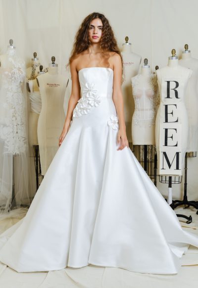 Chic And Romantic Floral Modified A-Line Wedding Dress by Reem Acra