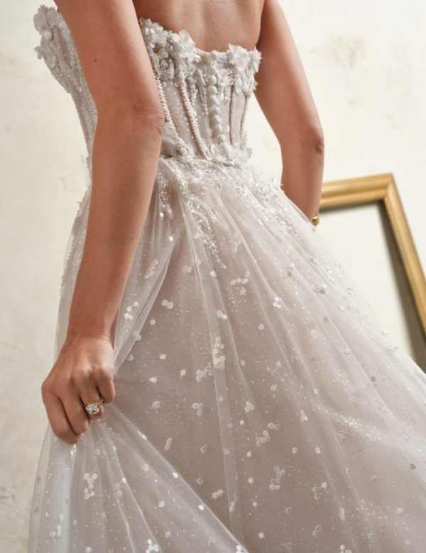 Chic and Playful Embellished Floral A-Line Gown by Maggie Sottero - Image 4