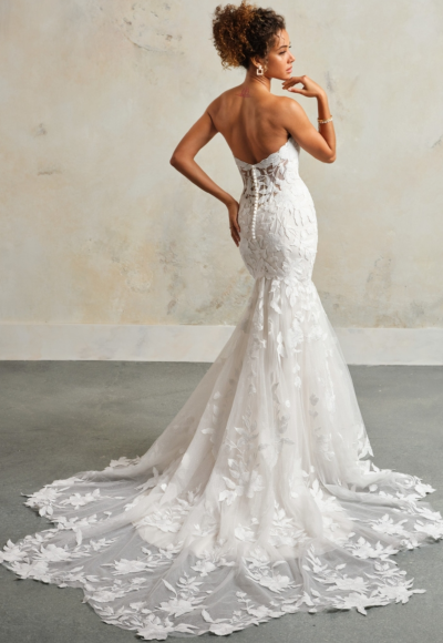 Sweetheart Floral Fit-and-Flare Wedding Dress With Buttons by Maggie Sottero - Image 2