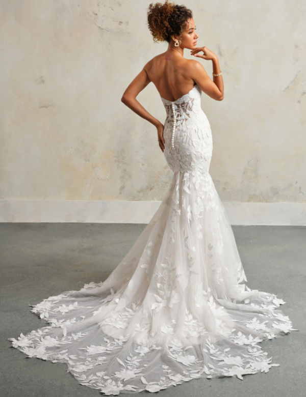 Sweetheart Floral Fit-and-Flare Wedding Dress With Buttons by Maggie Sottero - Image 2