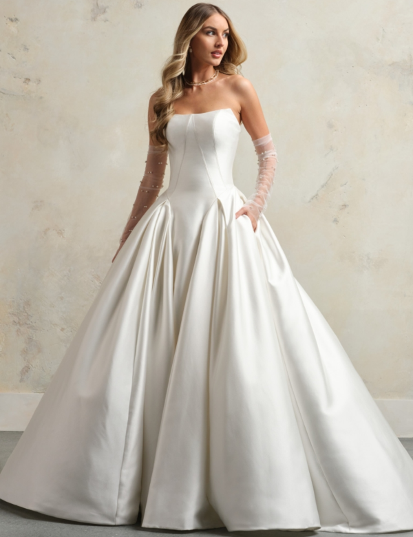 Sleek and Simple Ball Gown With Buttons by Maggie Sottero - Image 1