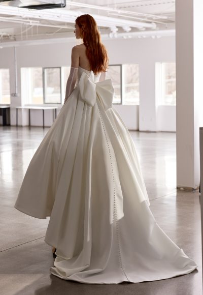 Chic And Simple Strapless Satin Ball Gown With Bow And Buttons by Alyne by Rita Vinieris - Image 2