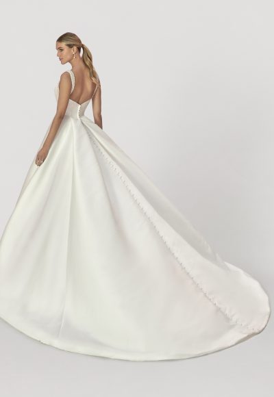 Simple And Timeless Ball Gown With Embellished Straps And Buttons by Madison James - Image 2