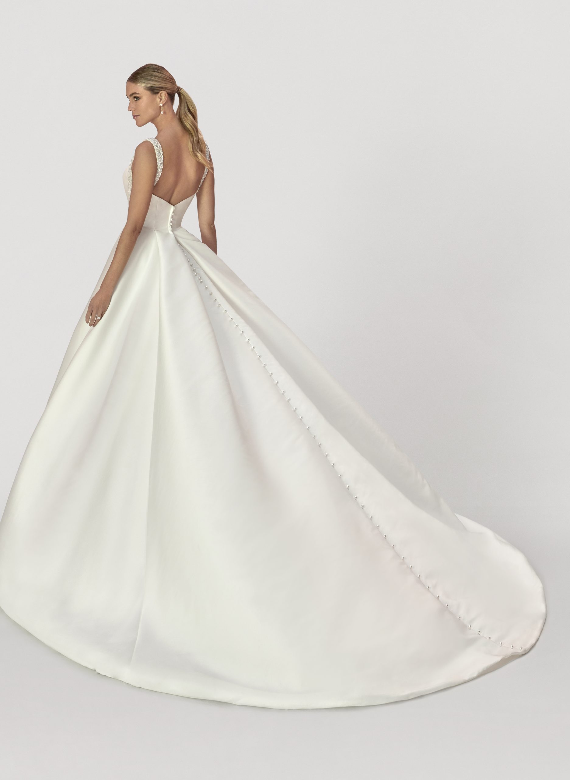 Simple And Timeless Ball Gown With Embellished Straps And Buttons Kleinfeld Bridal