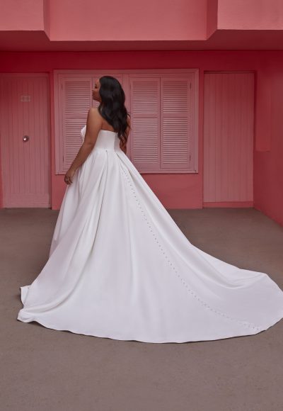 Simple And Classic Strapless Ball Gown With Slit And Buttons by Madison James - Image 2