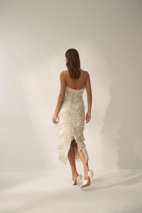 Vintage Embellished Bridal Midi Dress by Nicole + Felicia - Image 2