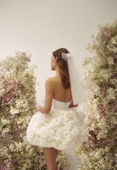 Chic And Feminine Floral Bridal Mini Dress by Nicole + Felicia - Image 2