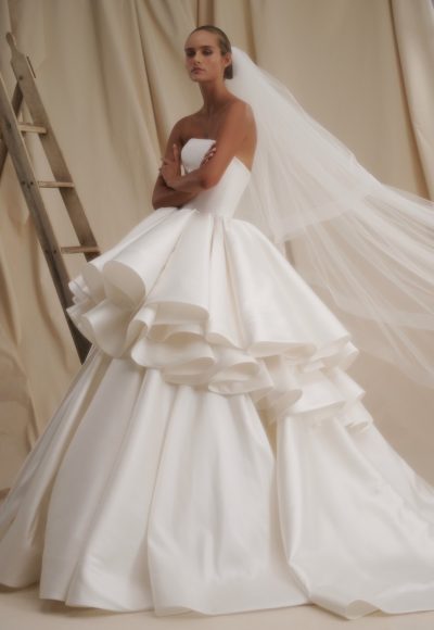 Grand Architectural Ball Gown With Tiered Ruffles by Senstudio