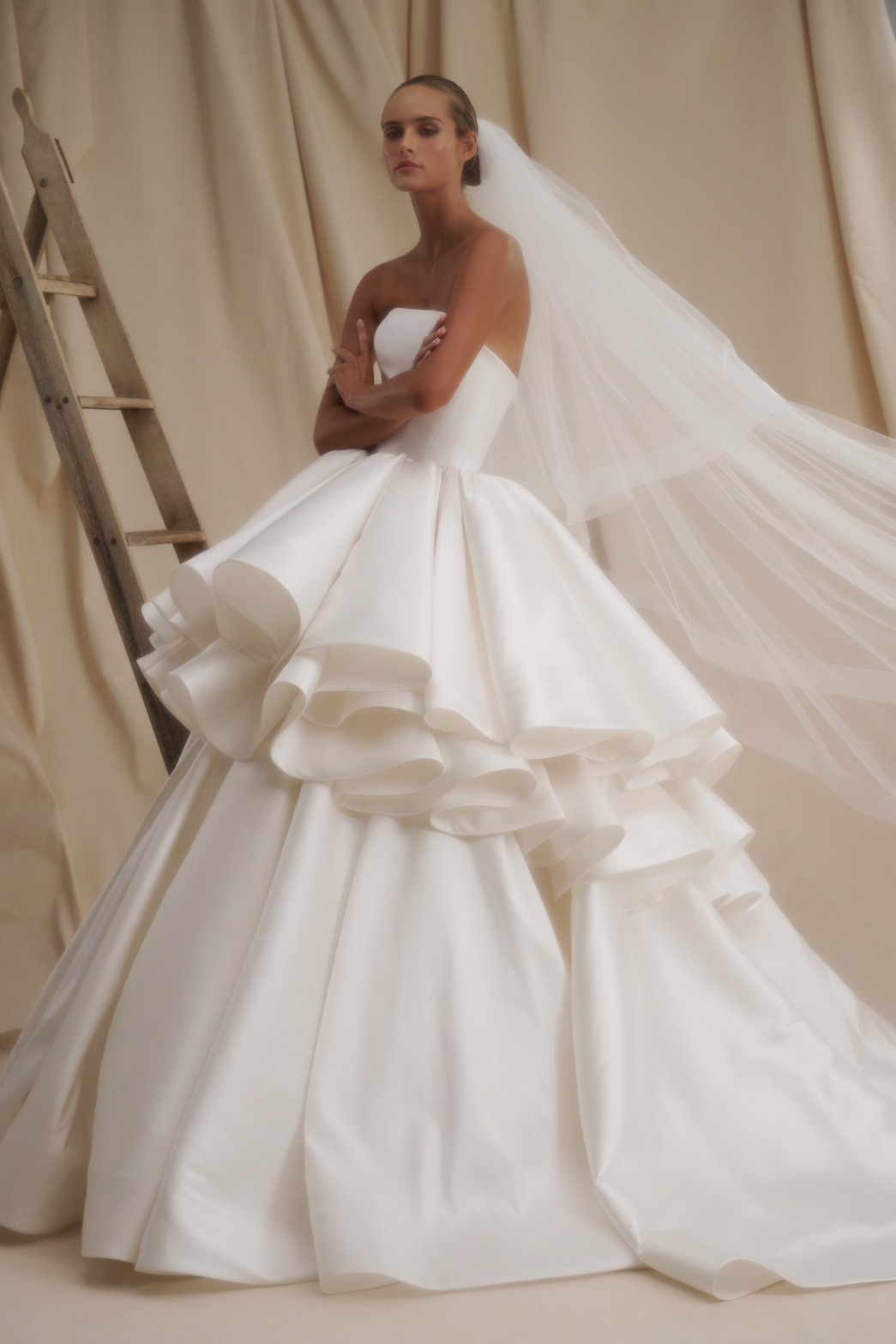 Grand Architectural Ball Gown With Tiered Ruffles by Senstudio - Image 1