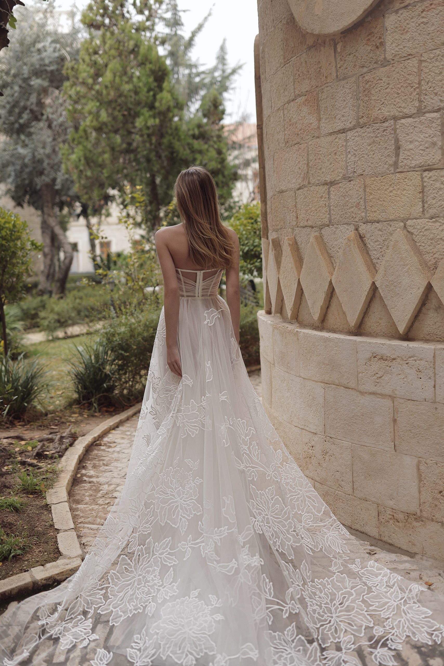 Unique And Modern Floral-Embroidered Tulle A-Line Wedding Dress by Tal Kedem Bridal Couture - Image 3