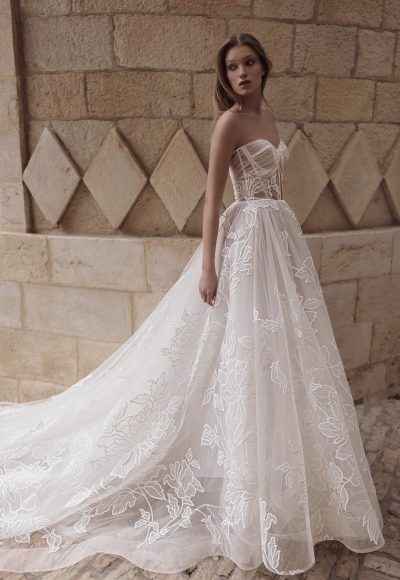 Unique And Modern Floral-Embroidered Tulle A-Line Wedding Dress by Tal Kedem Bridal Couture