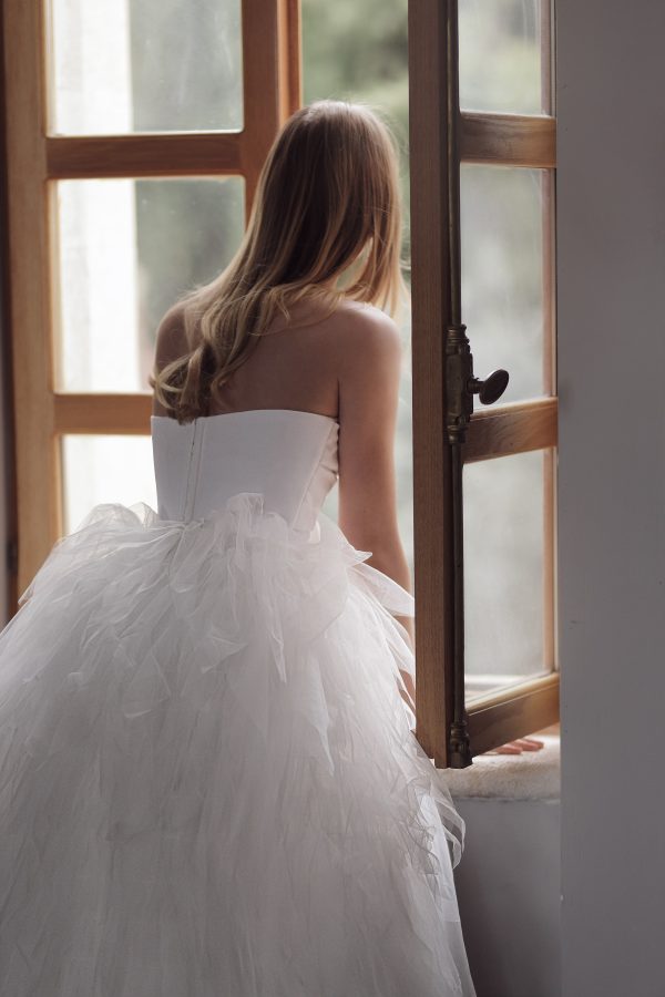 Strapless Bow-Adorned Tulle A-Line Wedding Dress by Tal Kedem Bridal Couture - Image 3