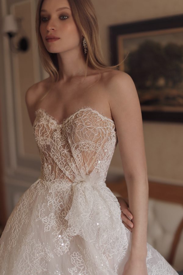 Delicate And Romantic Lace A-Line Wedding Dress by Tal Kedem Bridal Couture - Image 2