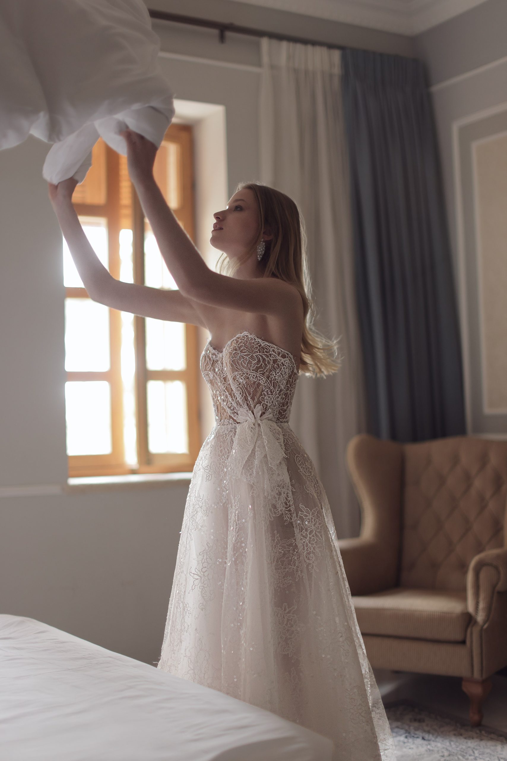 Delicate And Romantic Lace A-Line Wedding Dress by Tal Kedem Bridal Couture - Image 1