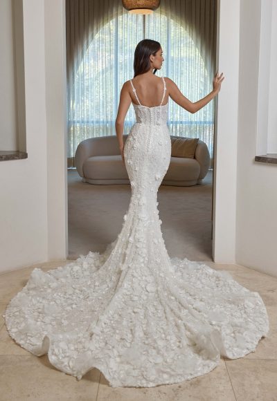 Romantic And Modern 3D Floral Fit-and-Flare Wedding Dress With Overskirt by Blanche Bridal - Image 2