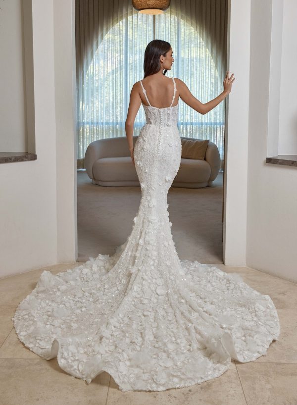 Romantic And Modern 3D Floral Fit-and-Flare Wedding Dress With Overskirt by Blanche Bridal - Image 2