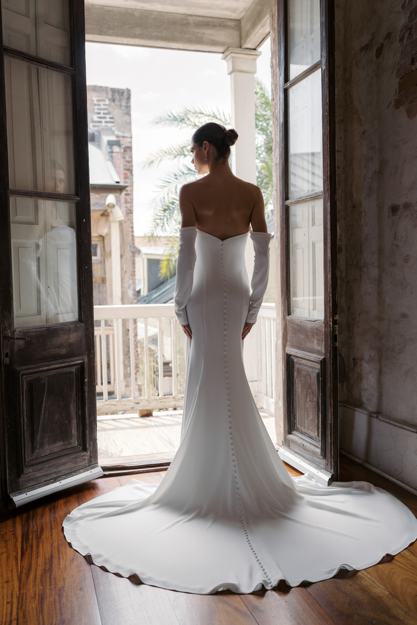 Chic Strapless Sheath Wedding Dress With Slit by Anne Barge - Image 2