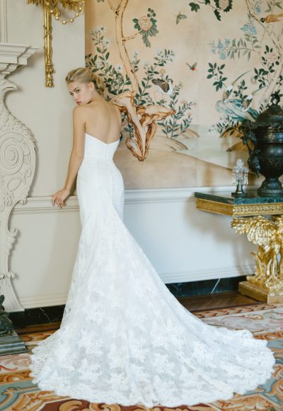 Traditional Lace Fit-and-Flare Wedding Dress With Detachable Topper by Anne Barge - Image 2