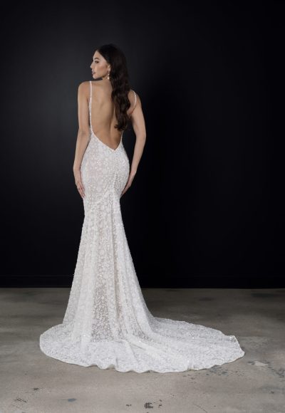 Embellished V-Neck Fit-and-Flare Wedding Dress With Open Back by Martina Liana - Image 2