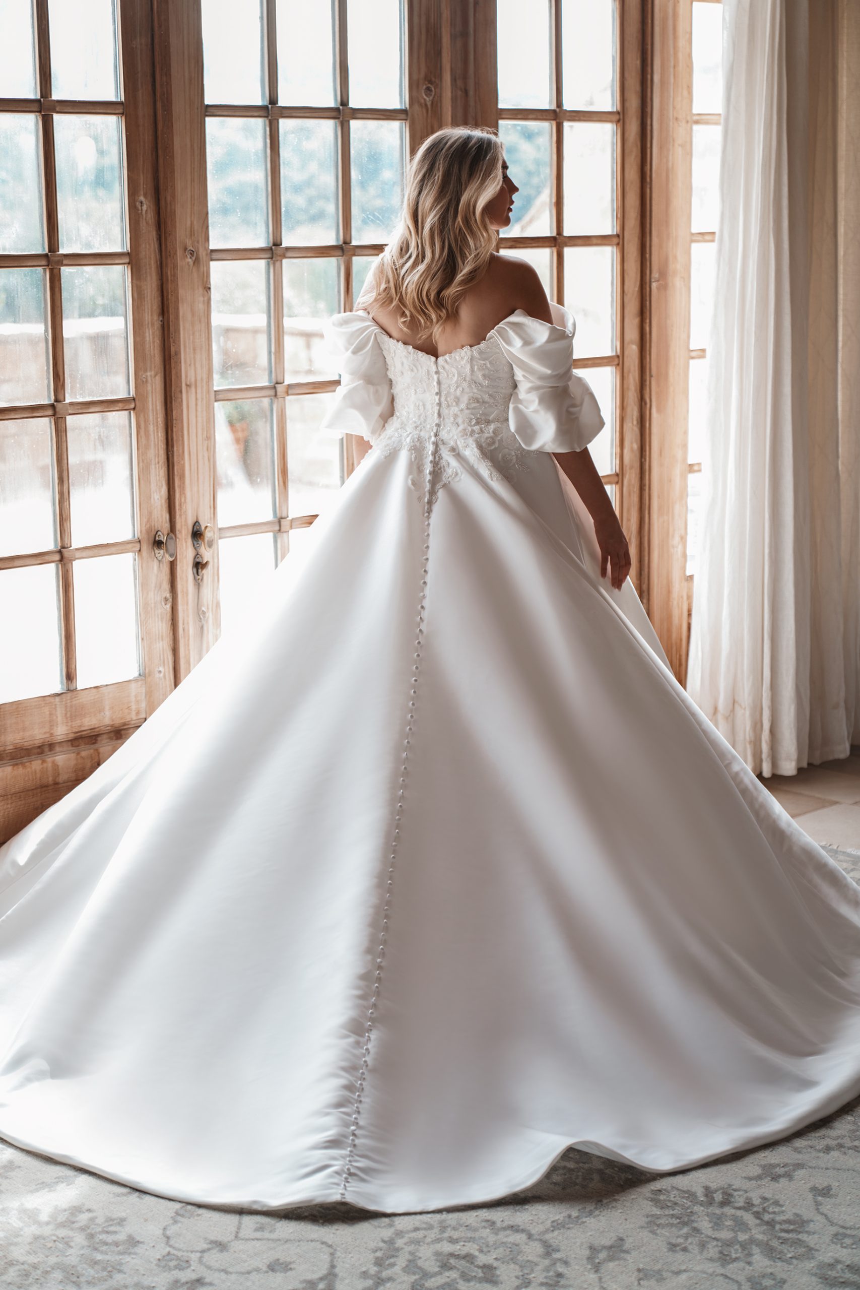 Elegant Off-the-Shoulder Sleeve Ball Gown by Allure Bridals - Image 2