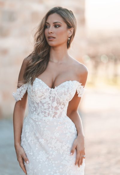 Romantic And Sexy Off-the-Shoulder Fit-and-Flare Wedding Dress by Allure Bridals