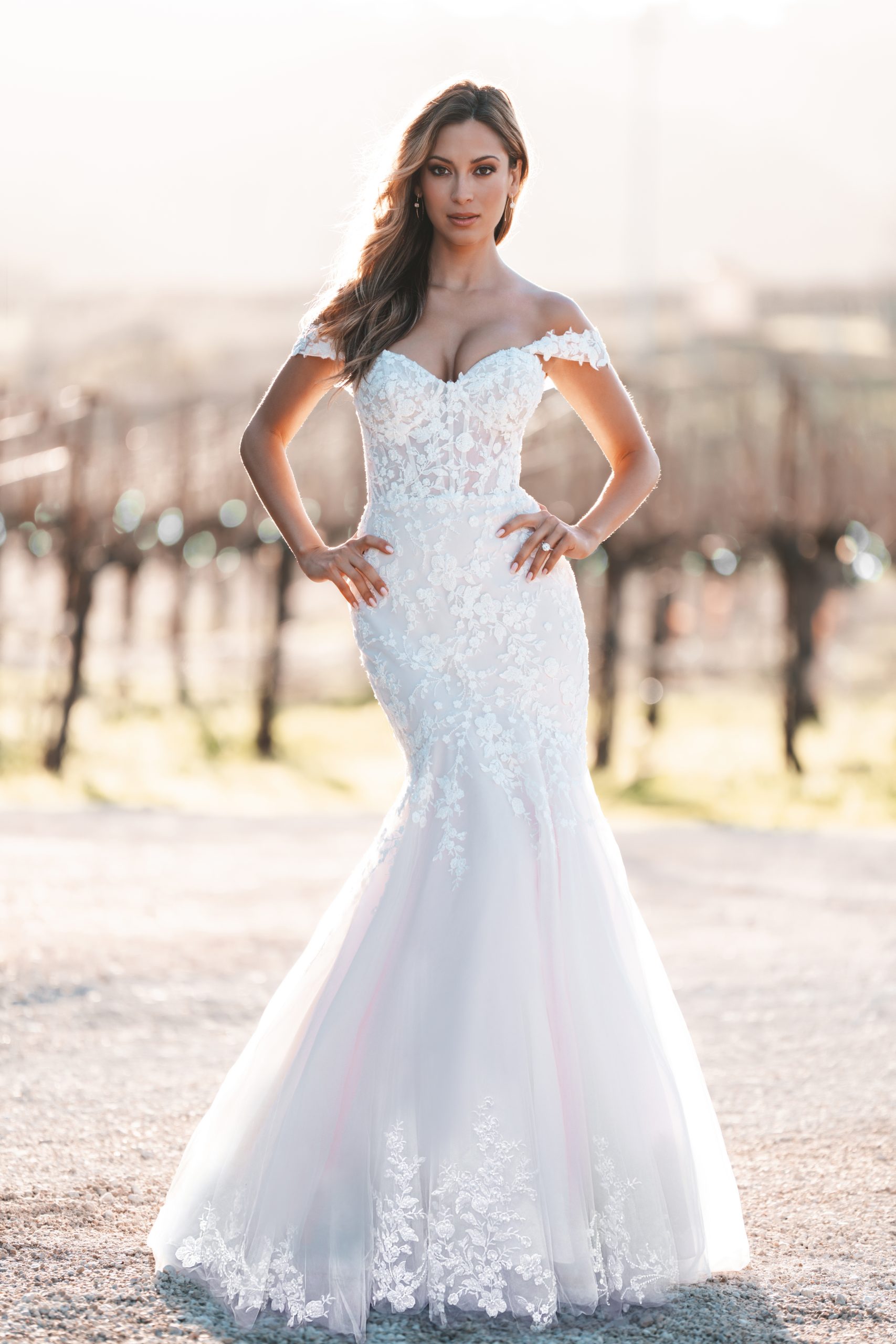 Romantic And Sexy Off the Shoulder Fit and Flare Wedding Dress