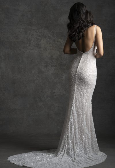 Elegant And Modern Beaded Sheath Wedding Dress With Open Back by Allure Bridals - Image 2