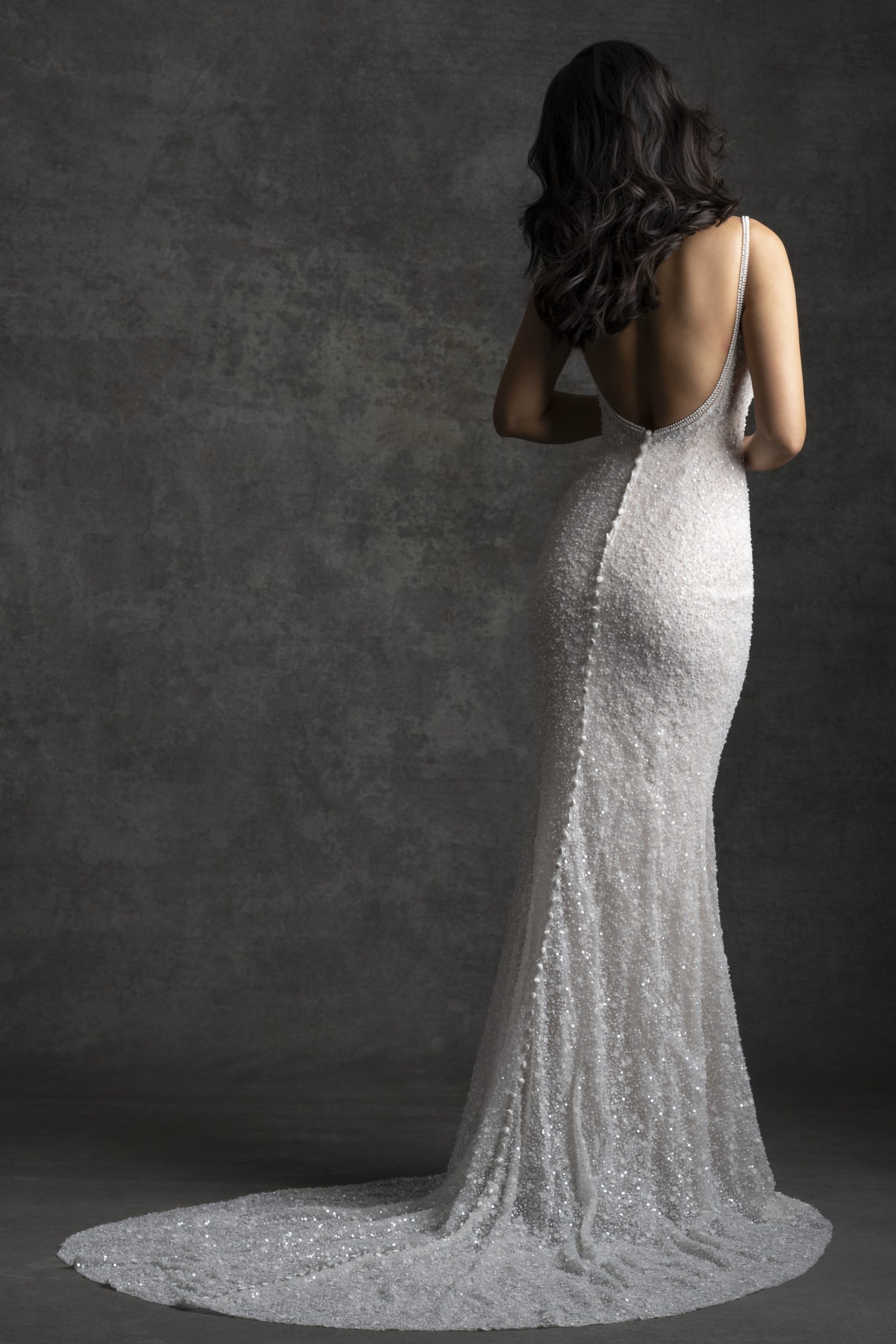 Elegant And Modern Beaded Sheath Wedding Dress With Open Back by Allure Bridals - Image 2