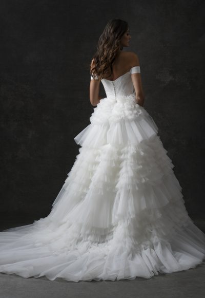 Off-The-Shoulder Textured Tulle Ball Gown by Allure Bridals - Image 3