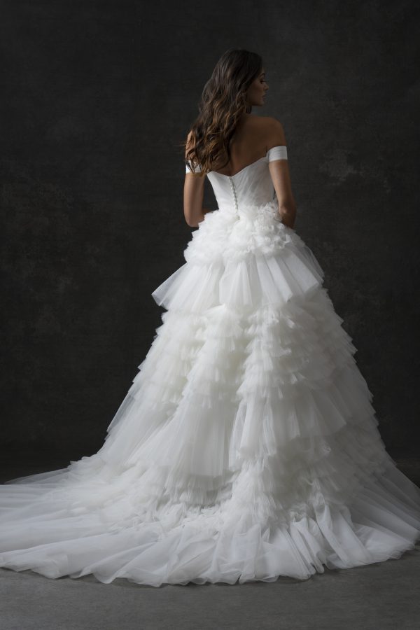 Off-The-Shoulder Textured Tulle Ball Gown by Allure Bridals - Image 3