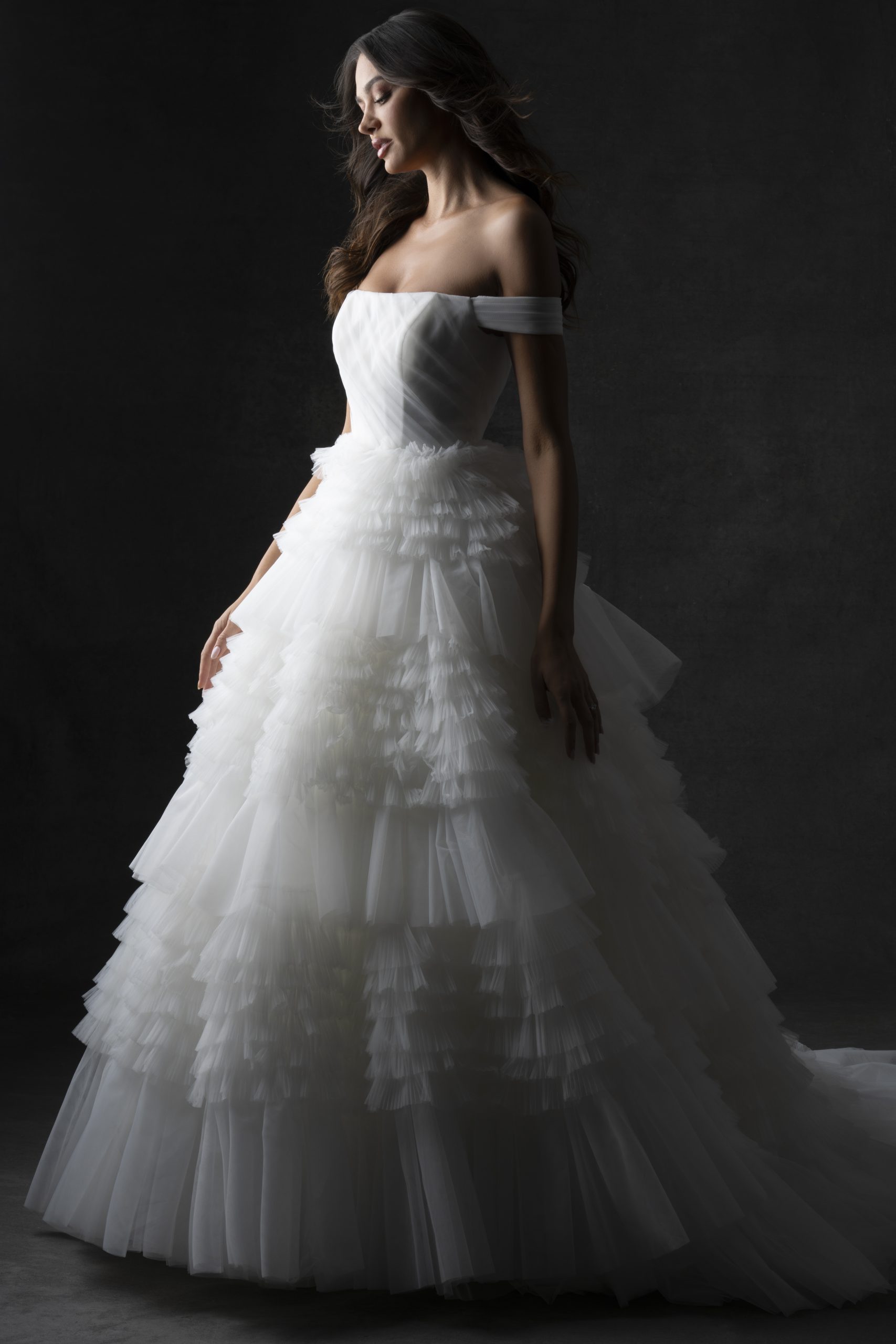 Off-The-Shoulder Textured Tulle Ball Gown by Allure Bridals - Image 2