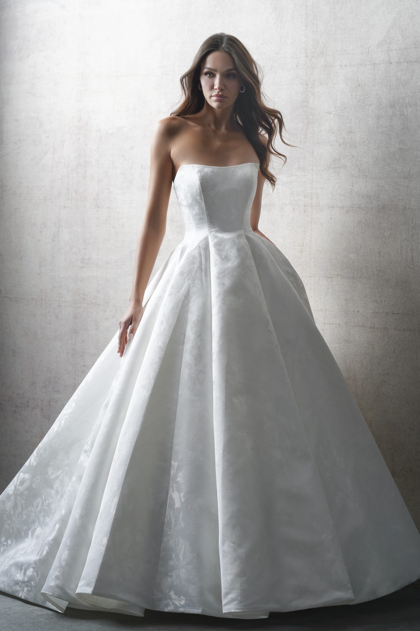 Timeless Strapless Jacquard Ball Gown by Allure Bridals - Image 1