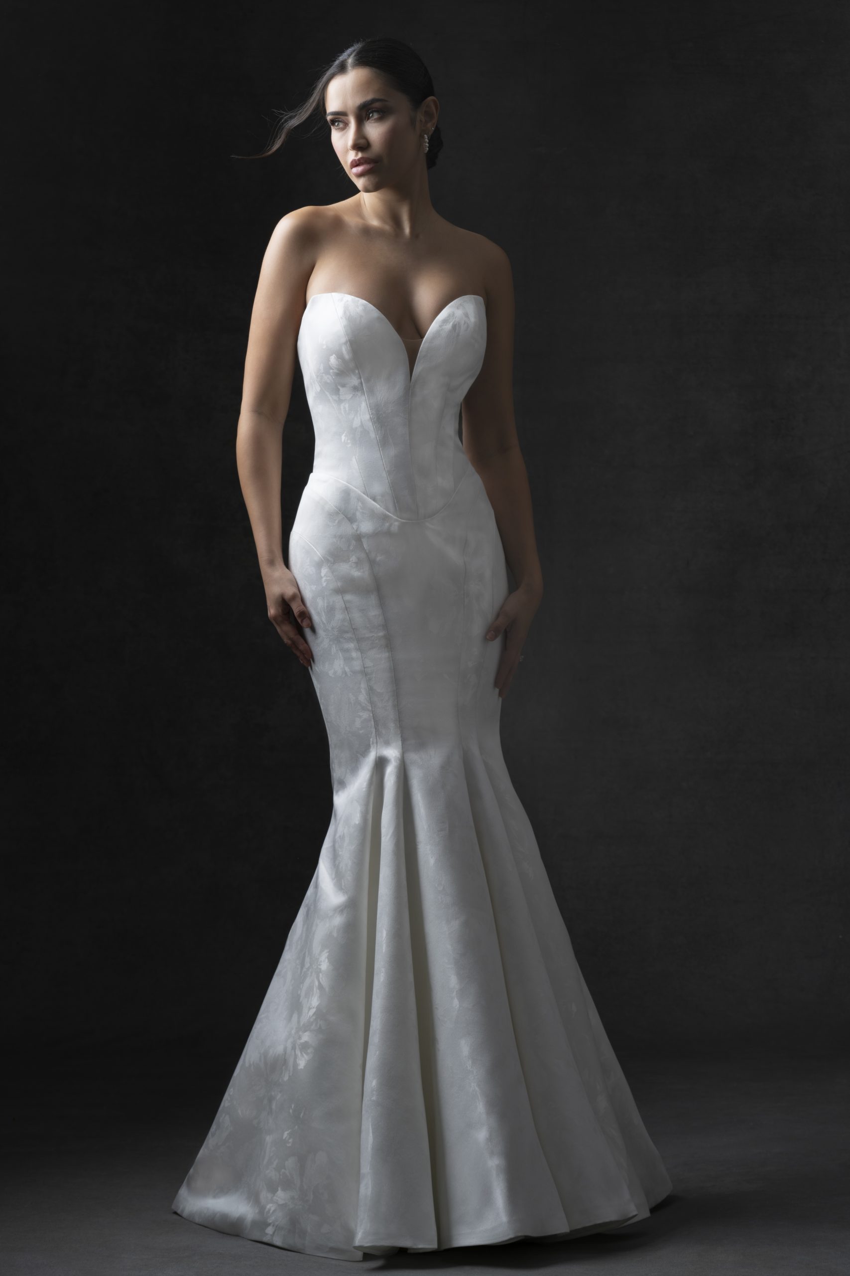 Chic And Romantic Jacquard Fit-and-Flare Wedding Dress With Buttons by Allure Bridals - Image 1