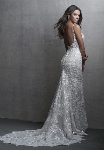 Romantic And Elegant Embellished Lace Fit-and-Flare Wedding Dress With Open Back by Allure Bridals - Image 2