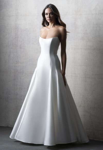 Chic And Timeless Modified A-Line Wedding Dress With Detachable Topper by Allure Bridals