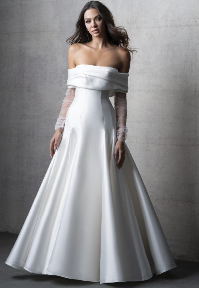 Chic And Timeless Modified A-Line Wedding Dress With Detachable Topper by Allure Bridals - Image 2