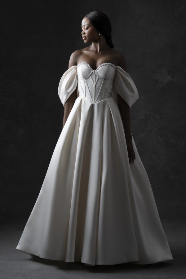 Chic And Unique Corset Ball Gown With Buttons by Allure Bridals - Image 1