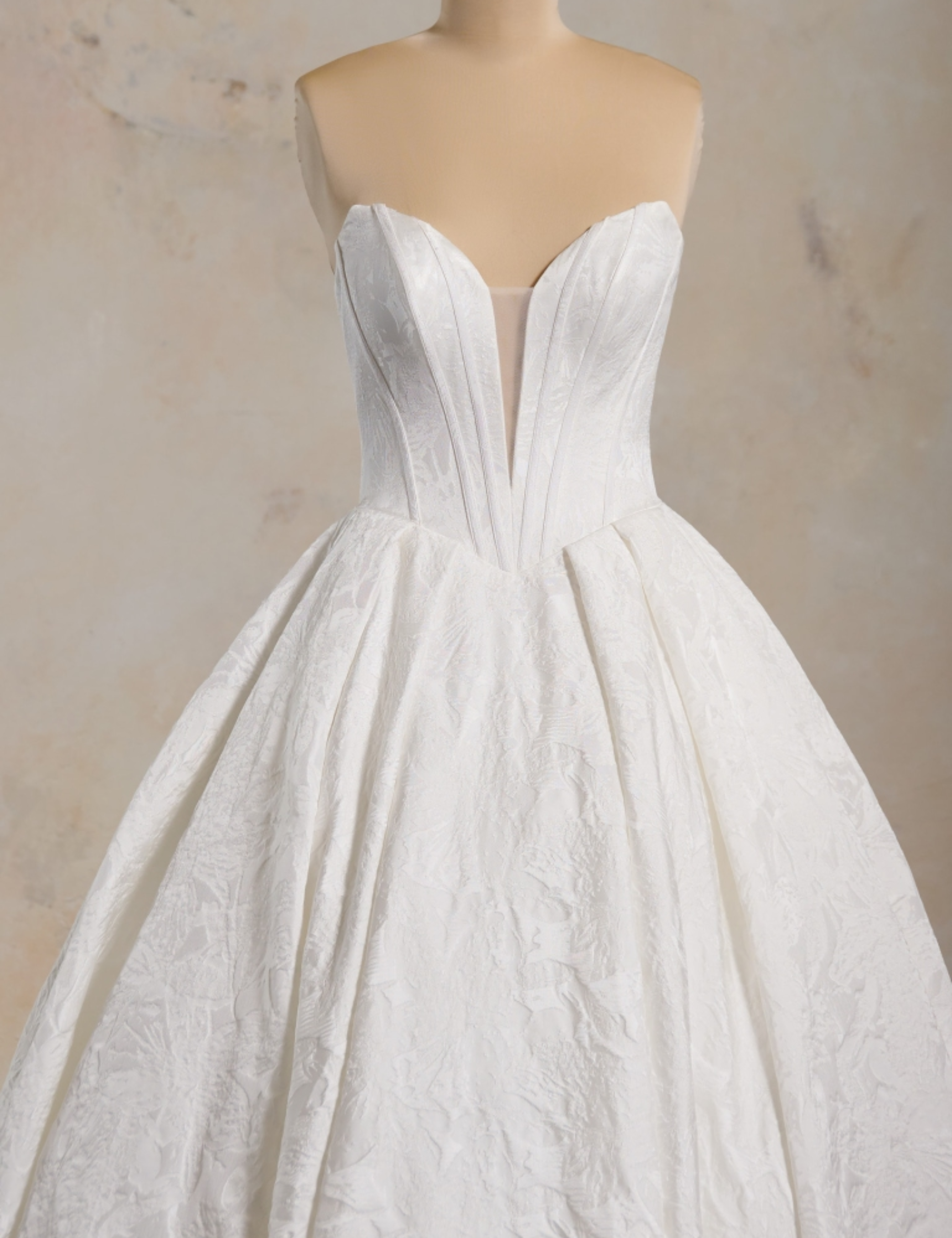 Strapless Basque-Waist Floral Jacquard Ball Gown by Maggie Sottero - Image 3