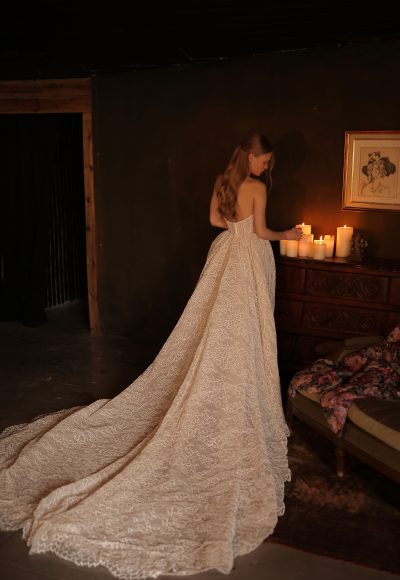 Regal And Romantic Lace Fit-and-Flare Wedding Dress With Detachable Overskirt by Eden Aharon - Image 2