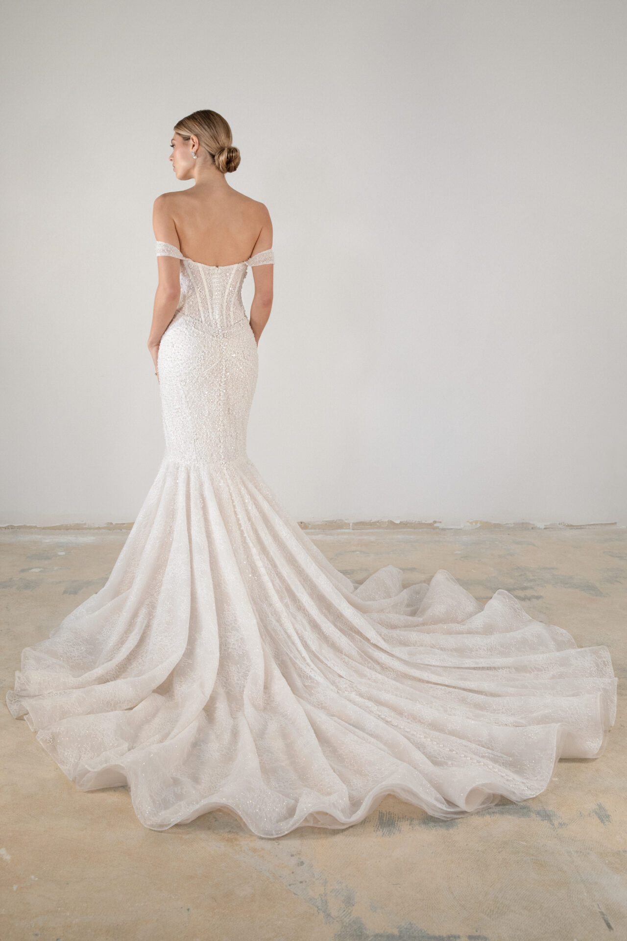 Embellished Off-the-Shoulder Fit-and-Flare Wedding Dress by Martina Liana Luxe - Image 2