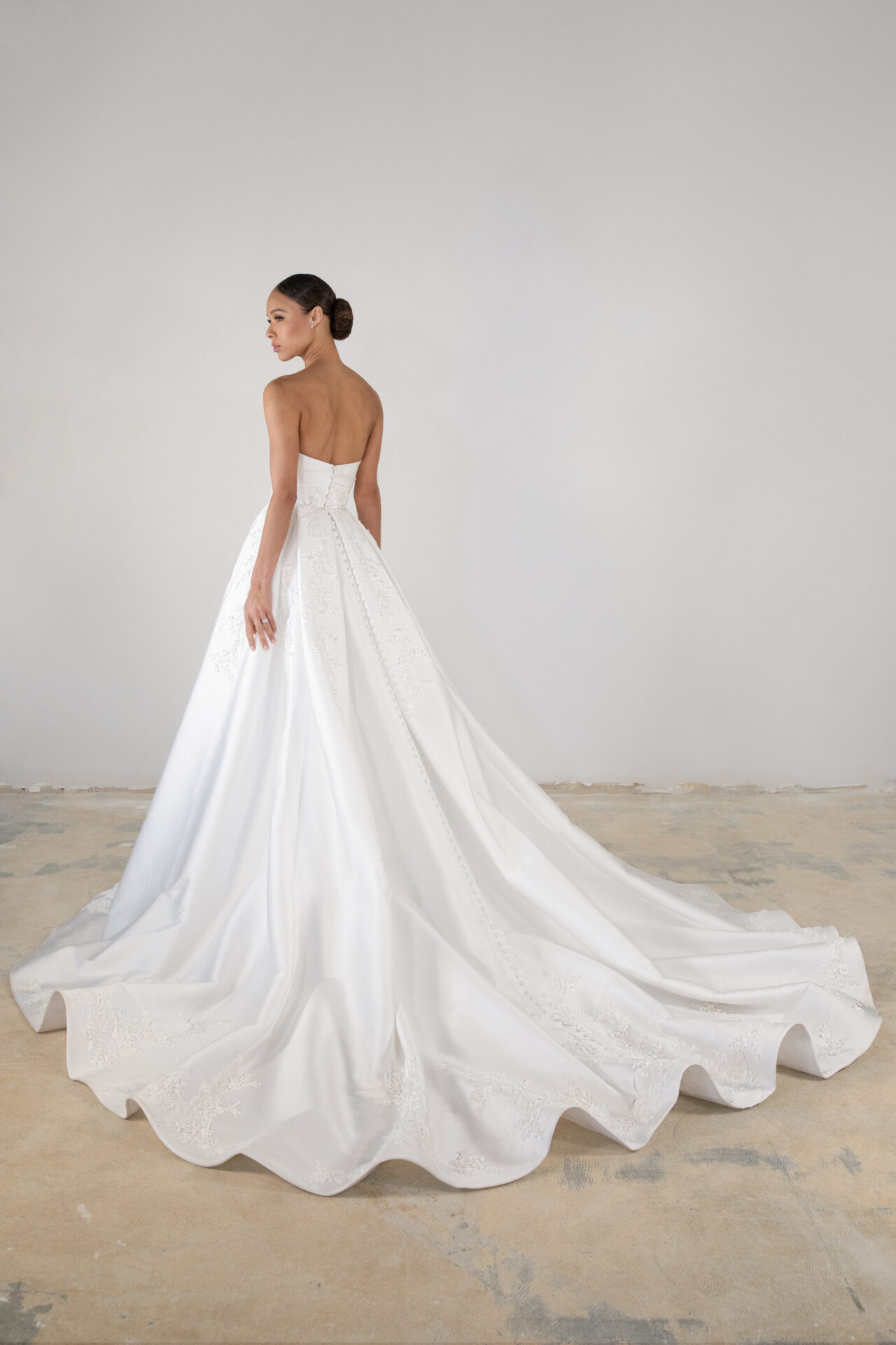 Chic And Sophisticated Strapless Fit-and-Flare Wedding Dress With Detachable Overskirt by Martina Liana Luxe - Image 2